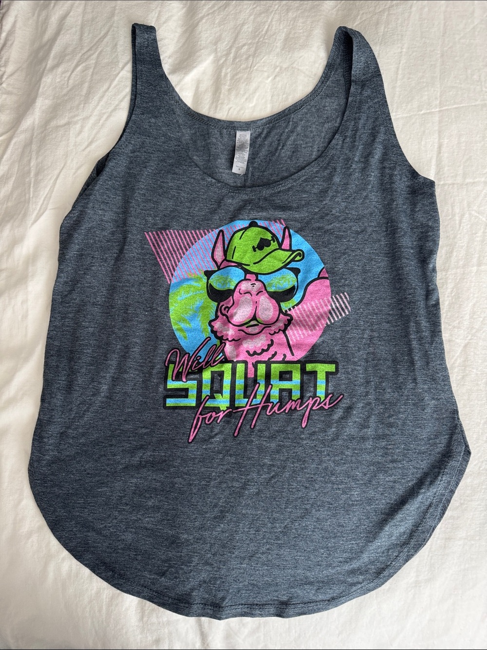 Wodbottom Graphic Dark Gray Women's Tank Top with Neon Camel Print